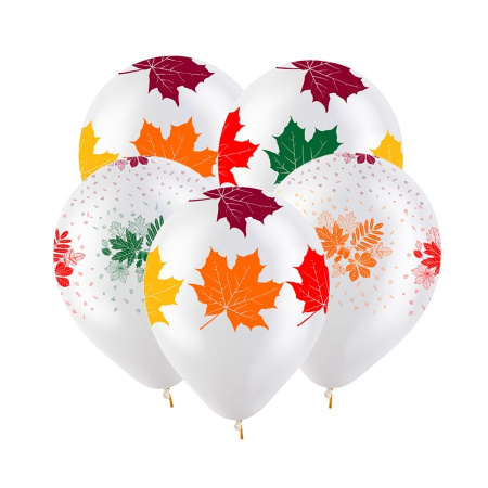 Шары воздушные "12 Осенние листья Разноцветные" набор, 50шт. (312755-50)