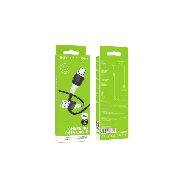 Кабель USB Type-C (m) - USB(m)  BOROFONE BX84, 1м, 3A, 60W, черный