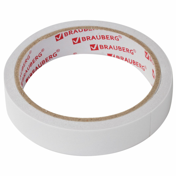Клейкая лента двухсторонняя 19мм.*10м. BRAUBERG на бумажной основе (227268)