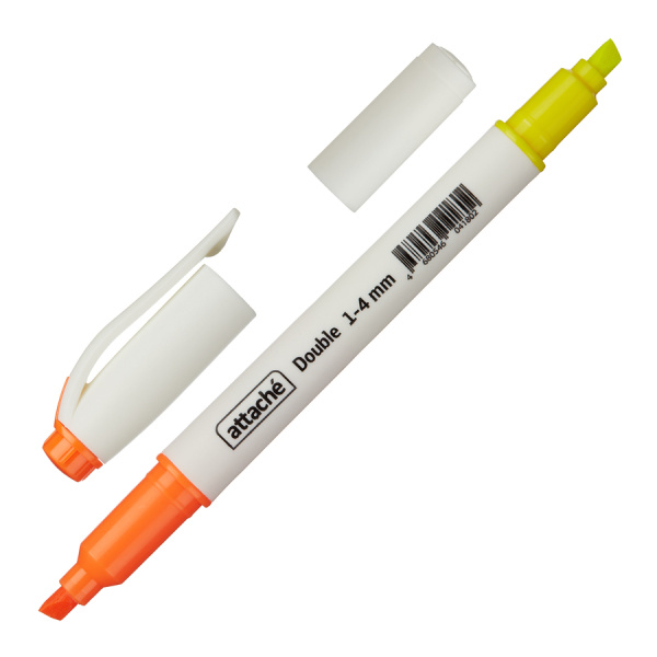 Маркер текстовыделитель Attache "Double" желтый/оранж. 1-4 мм (958566)