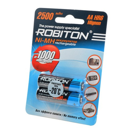 Аккумулятор Ni-MH AA Robiton 2500mAh/1.2в блистер 2шт.