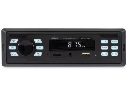 Автомагнитола Digma MCP-225W 1DIN, 4x45Вт, MP3, FM, SD, USB, AUX, BT5.0