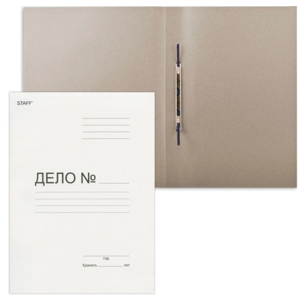 Скоросшиватель ДЕЛО STAFF 220г/м2, немелованный, белый, пробитый (124875)