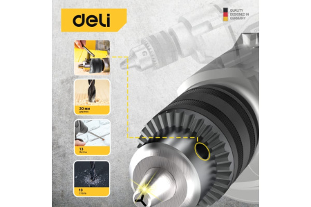 Дрель-миксер электрическая Deli DL-DZ16-E1 1200Вт