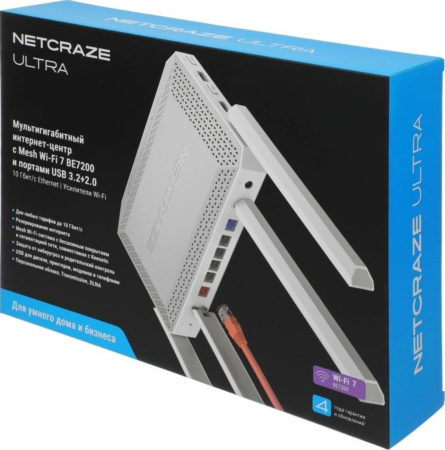 Маршрутизатор Netcraze Ultra (NC-1812) 802.11n/ac/ax 5764+1376_Mbps 4xLANx1G+1xLANx2.5G+1x10G 1xUSB_2.0 + 1xUSB_3.2 2.4\5_ГГц