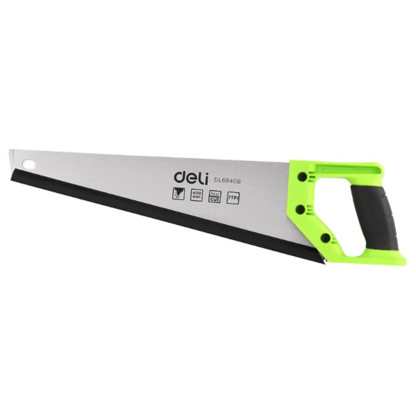 Ножовка по дереву Deli DL6840B  400мм, шлифовка зубцов с 3-х сторон, рукоять из двухкомпонентного противоударного пластика