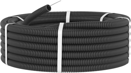 Труба гофрированная D25мм/ПНД, протяжка, IP55, уп.25м, черный, CTG20-25-K02-025-1