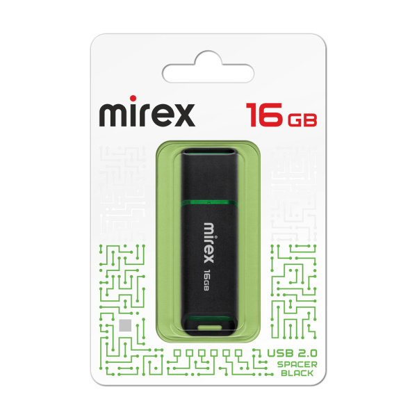 Флеш-накопитель USB2.0 16Gb Mirex Spacer (13600-FMUSBK16) черный