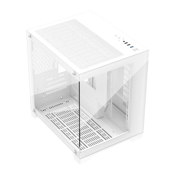 Корпус mATX Б_БП 1STPLAYER MEGAVIEW MV5-TP White (2*USB3.0, Audio, Window,белый,"стеклянный куб")[MV5-TP-WH]