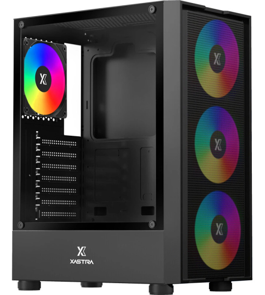 Корпус ATX Б_БП XASTRA A301 4FRGB  Black (USB3.0,Audio,TG,черный,Mesh,4х120мм FRGB,CPU Cooler до 160мм, VGA до 290мм)[A301-BK-FC120FRGB-4F-GL]