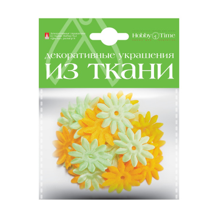 Декоративные украшения из ткани, набор №2, "Цветы" Hobby Time 2-164