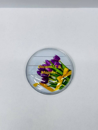 Магнит сувенирный, круглый. "Красноярск" (76 мм)