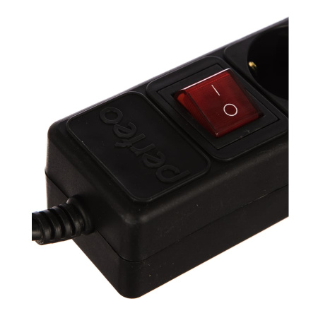 Сетевой фильтр  3.0м, 5 розеток Perfeo, POWER+, 10А, 2300Вт, с выключателем, с предохранителем, черный (PF-PP-5/3,0-B)