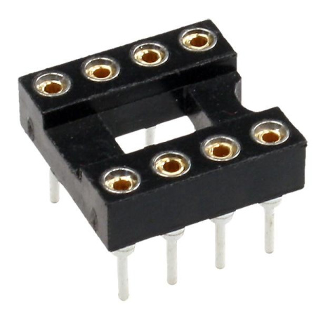 Панелька для микросхемы, шаг 2.54, DIP-08, ширина 7.62, цанговая, SCSM-8