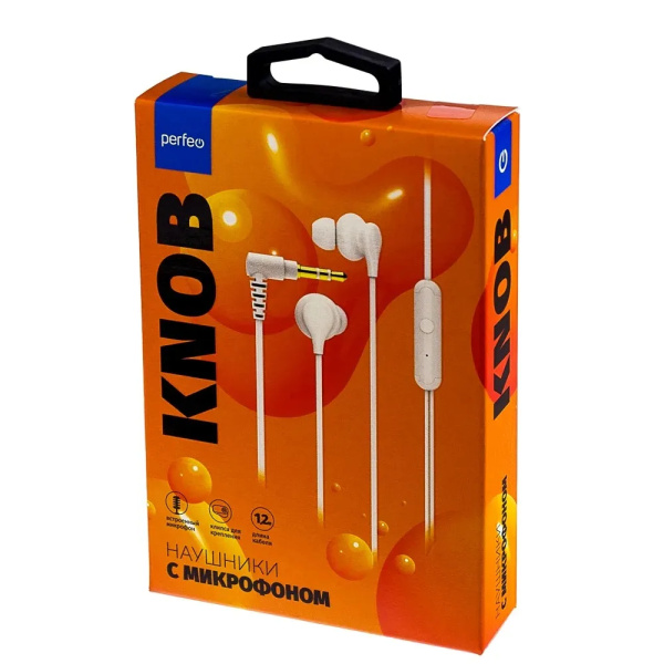 Гарнитура Perfeo KNOB внутриканальные, белый (PF_C3210)