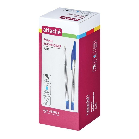 Ручка шариковая Attache "Slim" синяя, 0,5мм (438831)