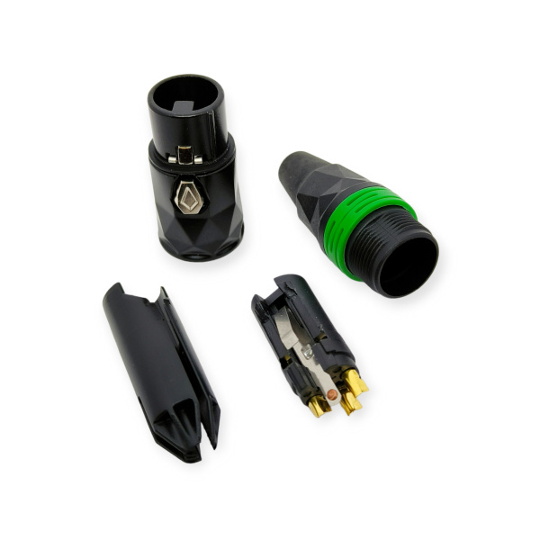 Разъем XLR гнездо, на кабель, металл, зеленый