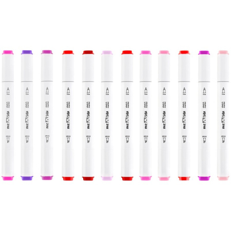 Маркеры для скетчинга (двусторонние) набор 12цв. "Ягодные цвета" MESHU (MS_38258)