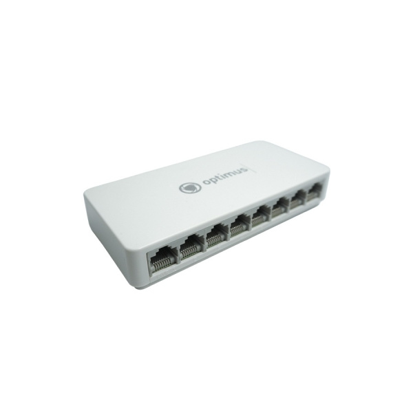 Коммутатор Optimus U1EN-8G 8 портов 10/100/1000 Мбит/с RJ-45, коммутационная способность 16 Гбит/с, таблица MAC-адресов 4k, поддержка Jumbo-frame 15k