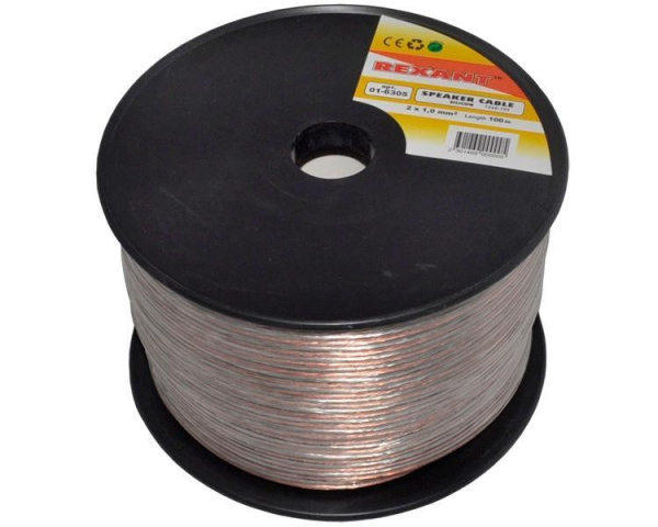 Кабель акустический 2*1.0мм2, PVC Cu, прозрачный, метражом, Rexant Silicon 01-6305