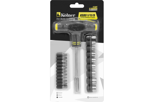 Отвертка с набором бит и головок Kolner KSDS 1/11/9