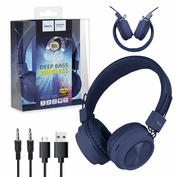 Гарнитура Bluetooth HOCO W25 полноразмерные, синие
