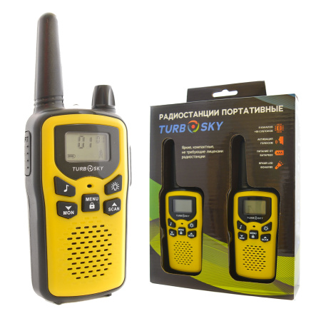 Радиостанция Turbosky T35 Yellow (2 штуки) 0.5W PMR (446.00625-446.09375) Ni-Mh 4*AAA 800mAh