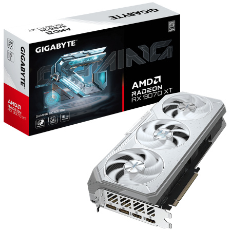Видеокарта Radeon RX 9070 XT GIGABYTE 16Гб GAMING OC ICE GDDR6,256bit,2HDMI,2DP,3FAN (GV-R907XGAMINGOCICE-16GD) ret