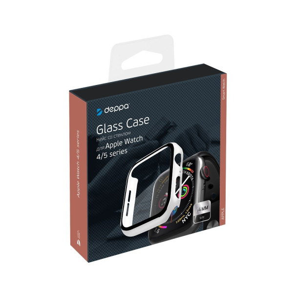 Кейс со стеклом для Apple Watch 4/5 series белый, 44 мм, Deppa (47162)