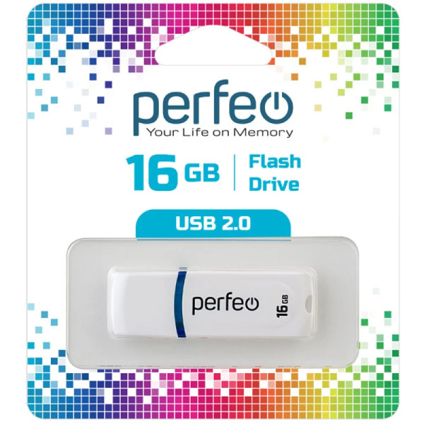 Флеш-накопитель USB2.0 16Gb Perfeo C09 (PF-C09W016) Белый