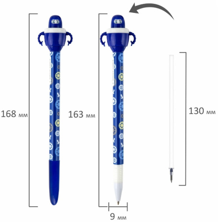 Ручка шариковая ЮНЛАНДИЯ "Робот" 0,7мм, синяя (143790)