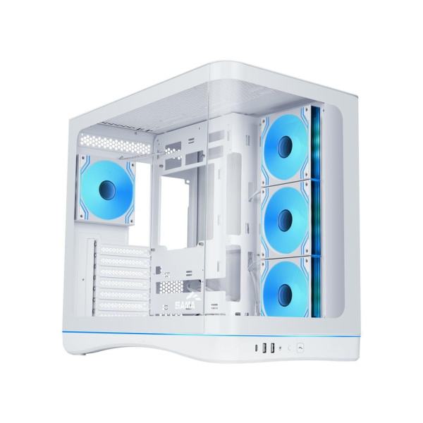 Корпус ПК без блока питания/ Case SAMA V62S White, Midi-Tower, TG, 4x120mm ARGB, 2xUSB 3.0 + 1xUSB 3.2 Type-C, ATX, mATX, mITX White