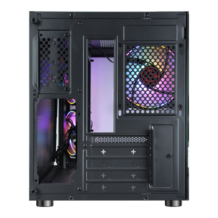 Корпус mATX Б_БП Ginzzu V150 (USB3.0,Audio,черный,3х120мм FRGB,"стеклянный куб")