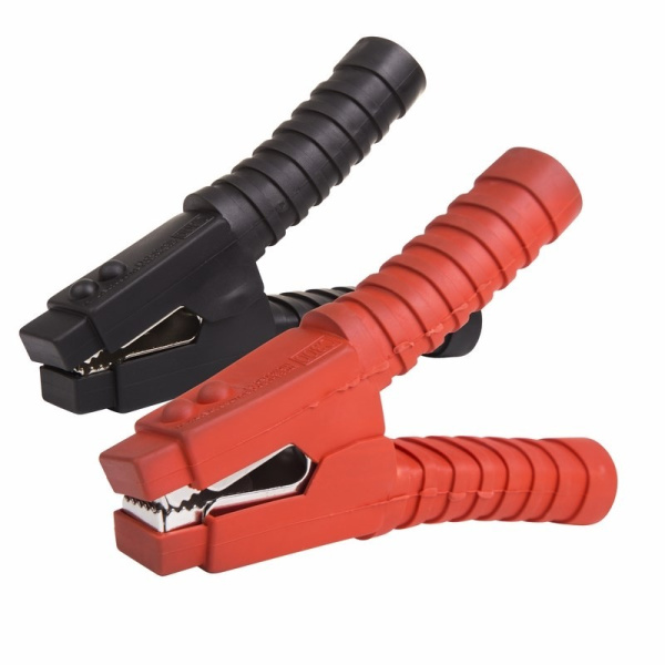 Зажим крокодил 200мм, 500а, комплект 2 шт. (чёрный +красный), Rexant 16-0025