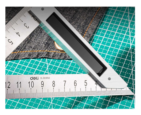 Линейка треугольная 120*170мм(130*180мм), сталь+алюминиевое основание, Deli DL303150