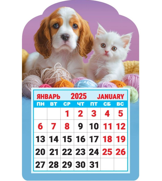 Календарь отрывной на магните 2025г. "Пушистые друзья" КМВ-25-032