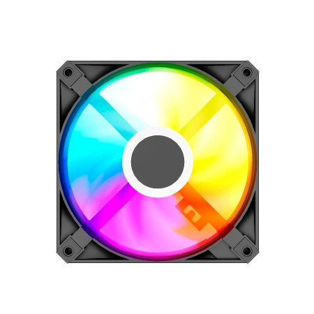 Кулер в корпус 120х120х25 Powercase (M56-12 ARGB) Black (700-1500prm/4pin PWM (M+F)+ 3pin ARGB (M+F)/61,36 CFM/26дБ/подшипник гидравлический/ARGB)