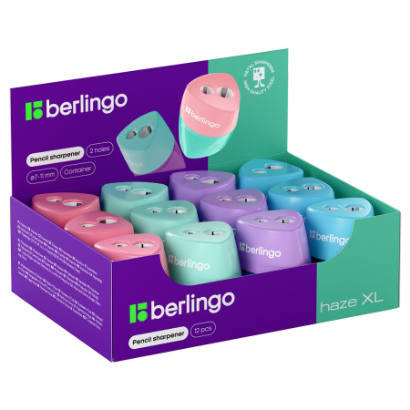 Точилка Berlingo "Haze XL" 2 отверстия, ассорти BBp_15040
