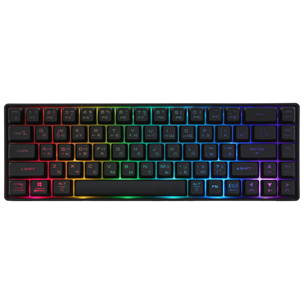 Игровая беспроводная клавиатура PANTEON M2 BW мембранная TKL (65%) с LED-подсветкой MULTICOLOR, 2.4Ггц / BT5/1