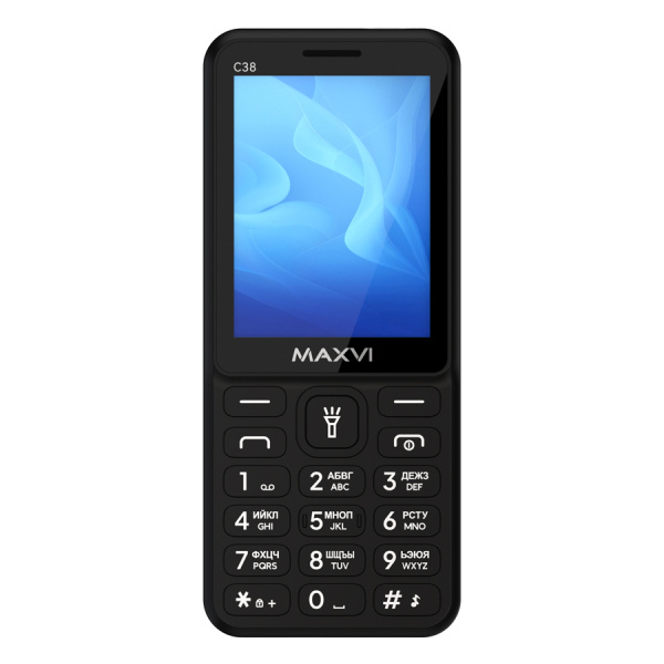 Сотовый Maxvi C38 Black 2sim/2.8"/240*320/microSD/0.5МП/Bt/1800мАч/моноблок