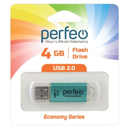 Флеш-накопитель USB2.0 4Gb Perfeo E01 (PF-E01G004ES) Зеленый