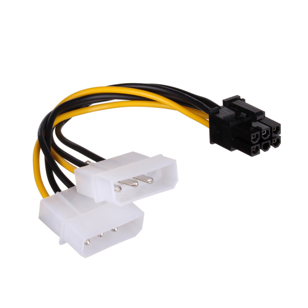 Кабель_питания для_подключения_видеокарт 15см 2хMolex->PCI-Express 6 pin ExeGate EX-CC-PSU-6