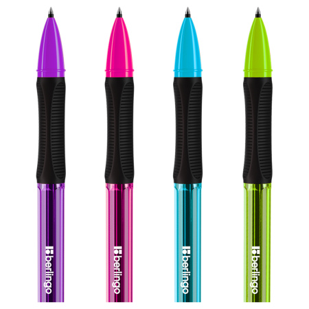 Ручка гелевая BERLINGO "Tribase Gel grip neon" черная, 0,5мм, грип (CGp_05026)