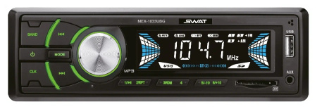 Автомагнитола Swat MEX-1033UBG 1DIN, 4x50Вт, MP3, FM, SD, USB, AUX