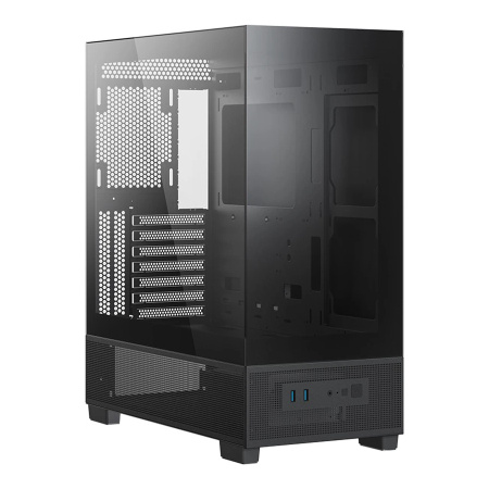 Корпус ATX Б_БП XASTRA Q500-0F Black (USB3.0,Audio,черный,no fans,CPU Cooler до 160мм, VGA до 405мм,"аквариум")[Q500-0F]