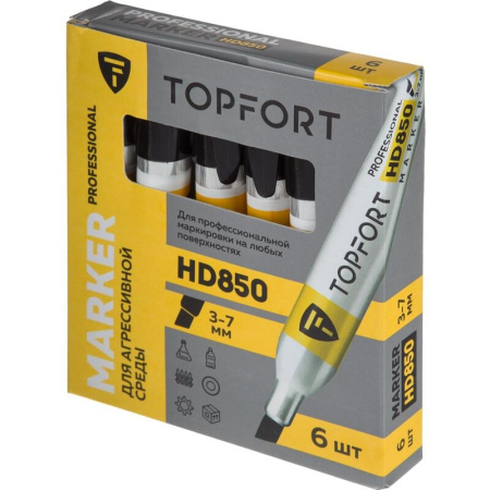 Маркер перманентный TOPFORT HD850 промышленный, 3-7мм, черный 1660276