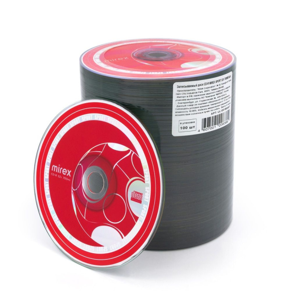 Диск CD-R 100шт Mirex SPORT 700Mb 52x Bulk (UL120180A8T