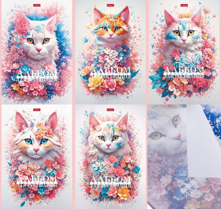 Альбом для рисования 48л. "Spring cat" Hatber (48А4Впл)