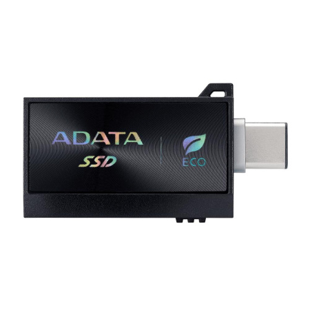 Твердотельный накопитель/ ADATA External SSD SC730, 1000GB, Type-C, Type-A, USB 3.2 Gen2, R/W 600/600 MB/s, 36.8x23.8x9.7mm, Black (5 лет)