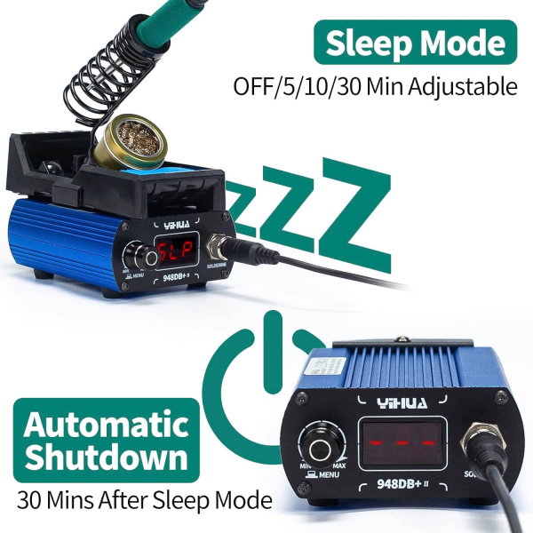 Паяльная станция Yihua 948DB+II, паяльник 200..480°С, 75вт, T12